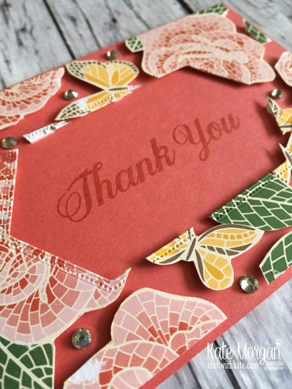 Floating Frame technique using Stampin Up Mosaic Mood DSP by Kate Morgan, Australia 2019.