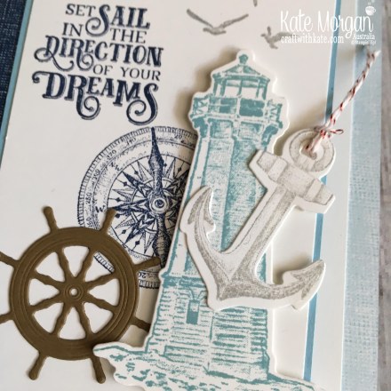 Trifold card using Stampin Up Sailing Home Bundle by Kate Morgan, Australia, 2019, Fancy Folds