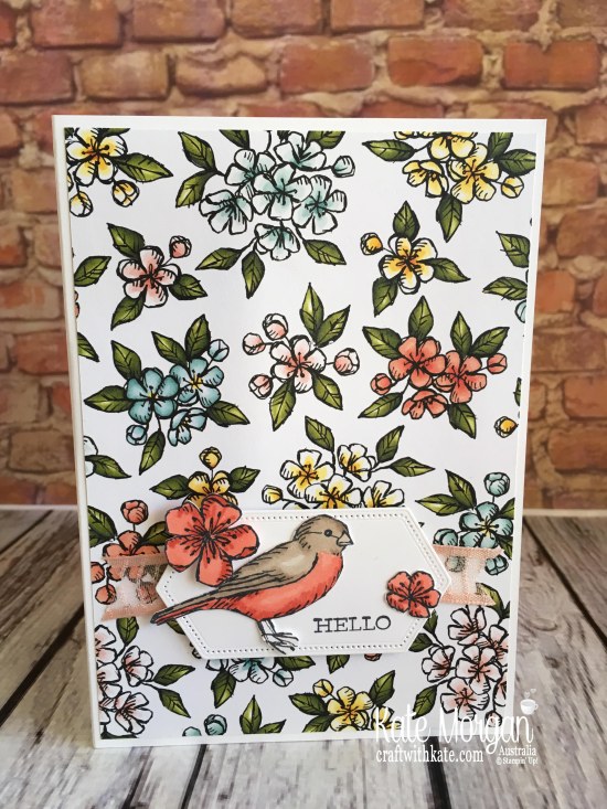 Free as a Bird Bundle using Stampin Up Bird Ballad DSP by Kate Morgan, Australia, 2019 Handmade Fancy Fold Pop up Birthday Card