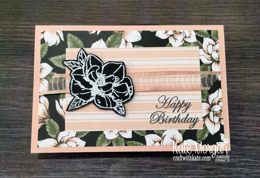 Magnolia Blooms in Shimmery White Emboss powder Stampin Up by Kate Morgan, Australia 2019