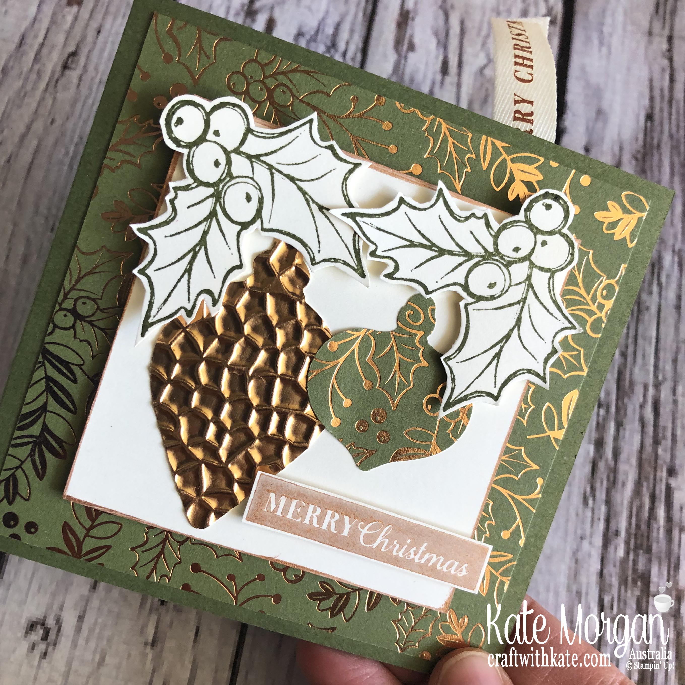 Bookmark card using Stampin Up Brightly Gleaming suite by Kate Morgan, Australia 2019 Holiday catalogue
