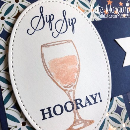 Buckle Fold Card using Stampin Up Sip Sip Hooray & Brightly Gleaming DSP 2019 Holiday catalogue by Kate Morgan Australia.