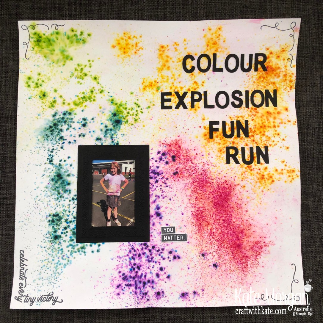 Colour Explosion Fun Run Scrapbook page by Kate Morgan, Stampin Up Australia 2019.jpg