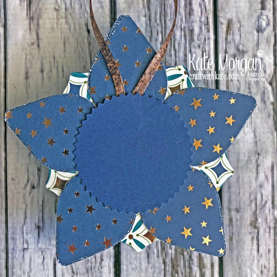 Star Ornament using Stampin Up Brightly Gleaming DSP 2019 Holiday catalogue by Kate Morgan, Australia.jpg