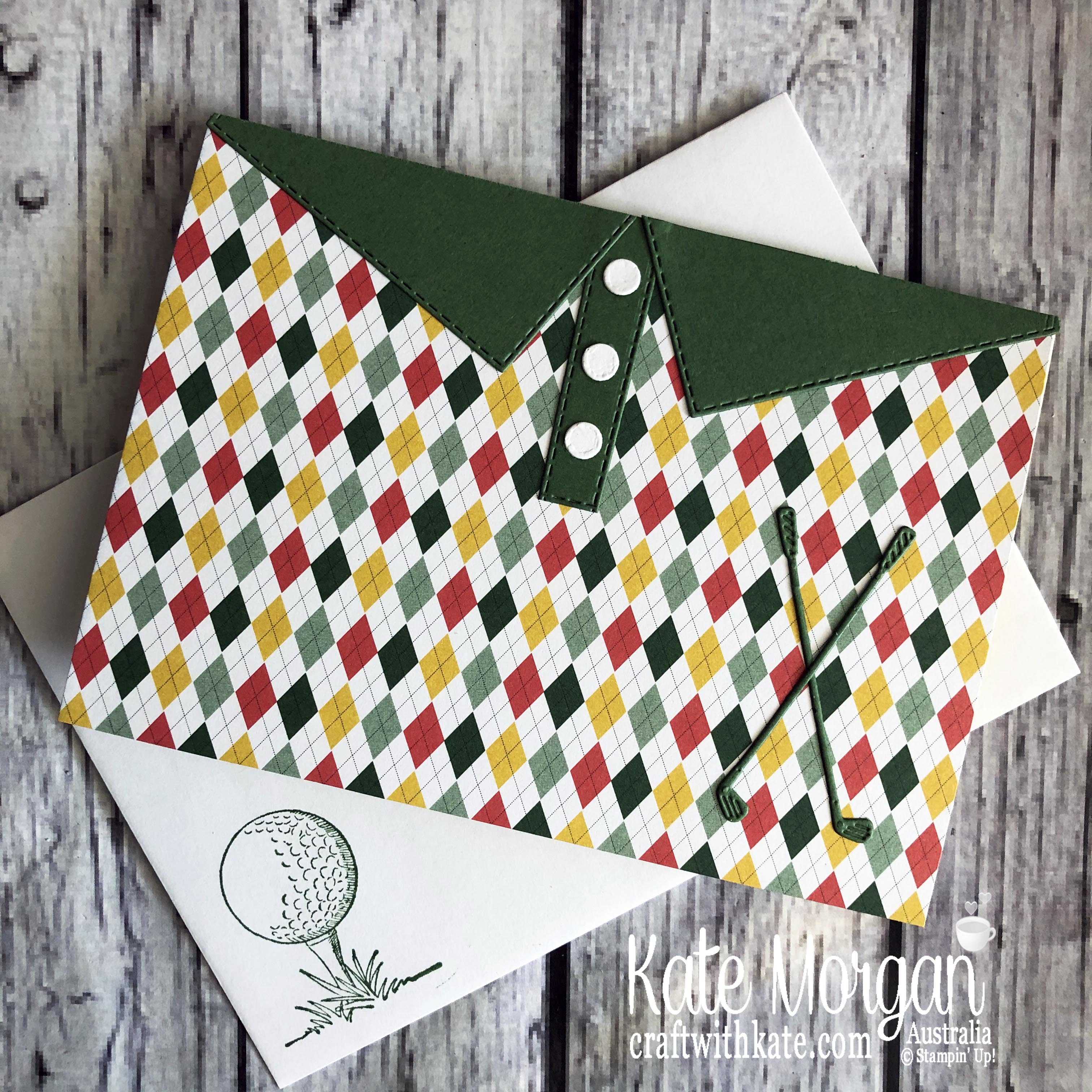 Masculine card using Stampin Up Country Club Suite Clubhouse Mini 2020 by Kate Morgan, Australia