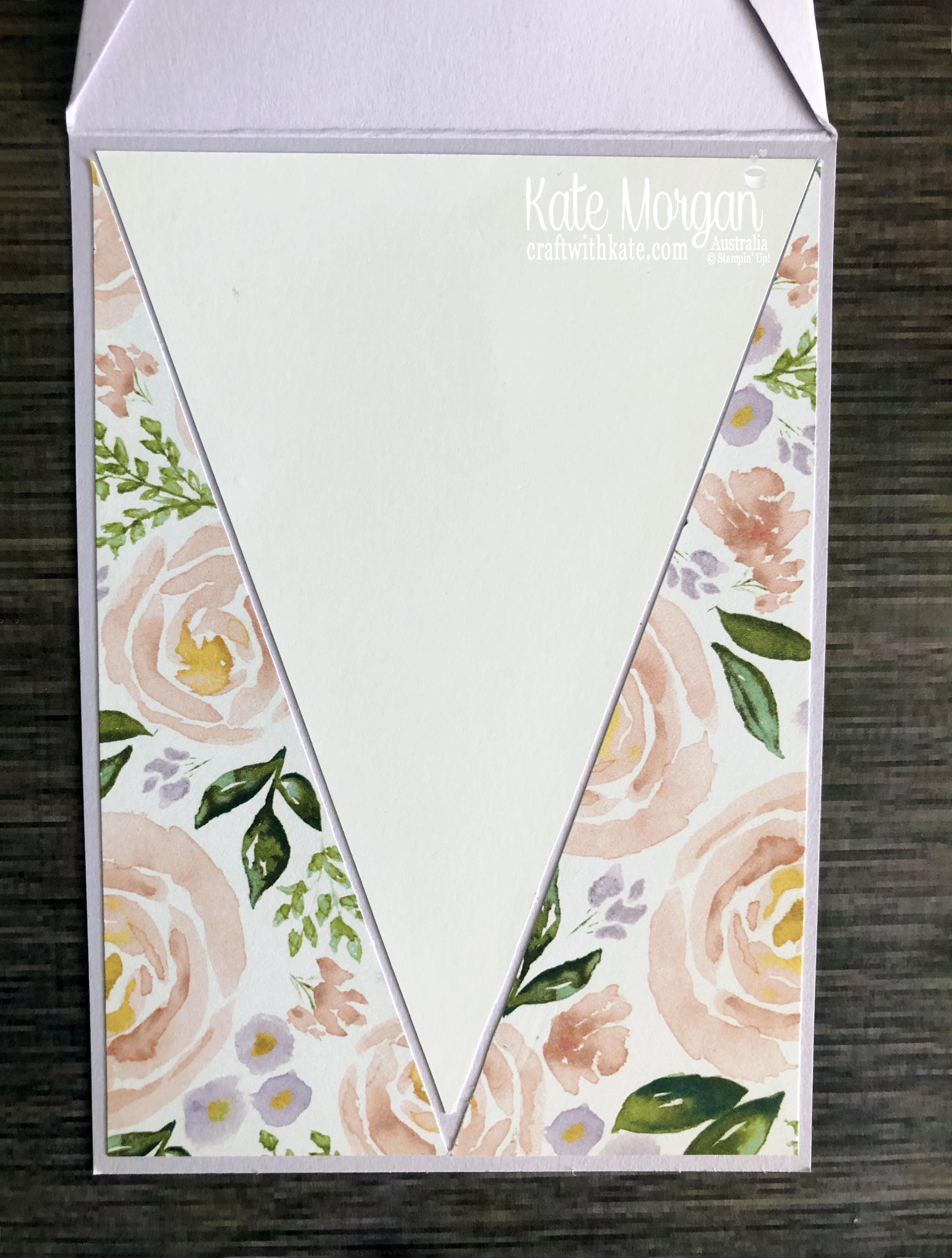 Arrow fold card using Stampin Up Best Dressed DP Mini 2020 by Kate Morgan, Australia i