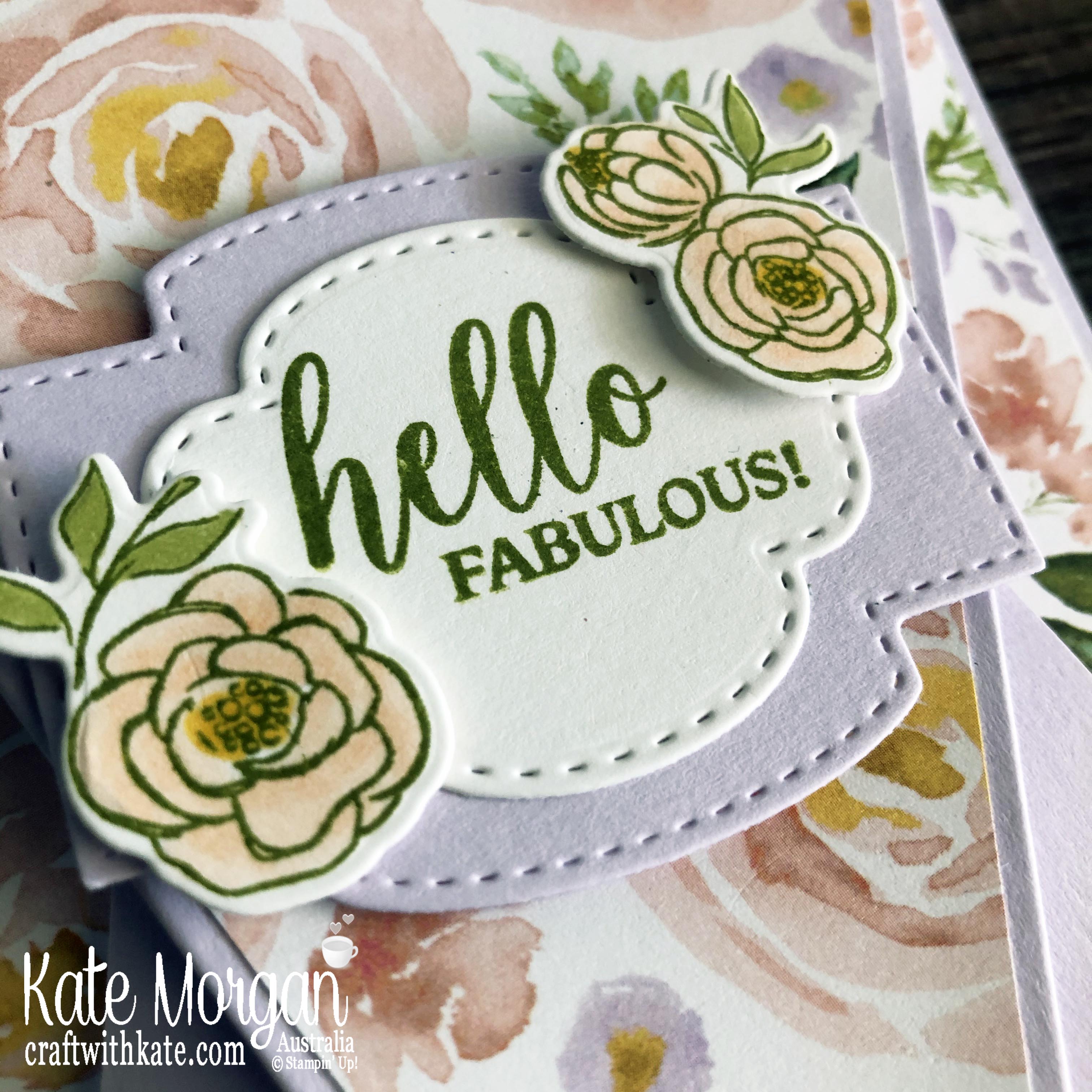 Arrow fold card using Stampin Up Best Dressed DP Mini 2020 by Kate Morgan, Australia m