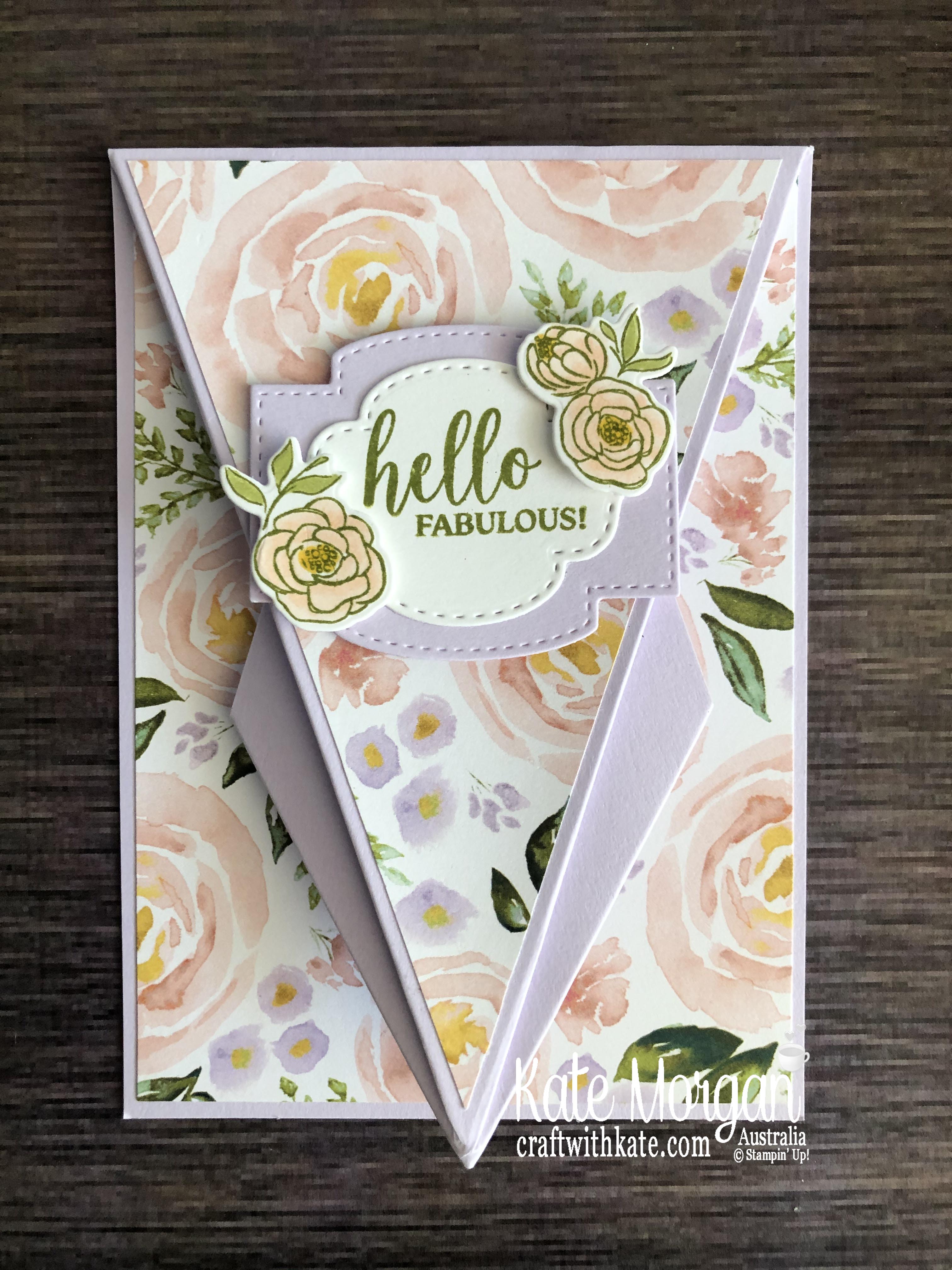 Arrow fold card using Stampin Up Best Dressed DP Mini 2020 by Kate Morgan, Australia.jpg