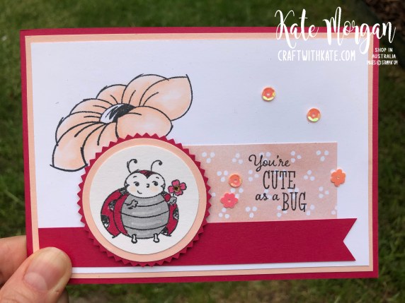 Little Ladybug Feminine card by Kate Morgan, Stampin Up Australia 2020 Saleabration.