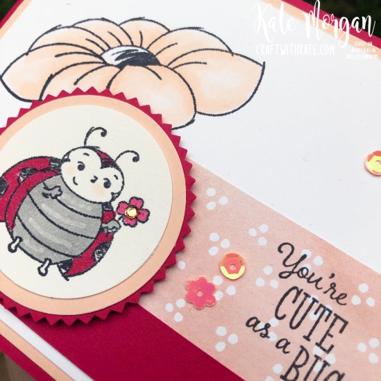 Little Ladybug Feminine card by Kate Morgan, Stampin Up Australia 2020 Saleabration