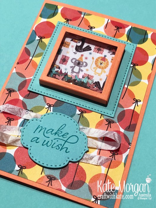 Shaker Card using Stampin Up Birthday Bonanza DSP & Birthday Goodness 2020 Mini by Kate Morgan, Australia.jpg