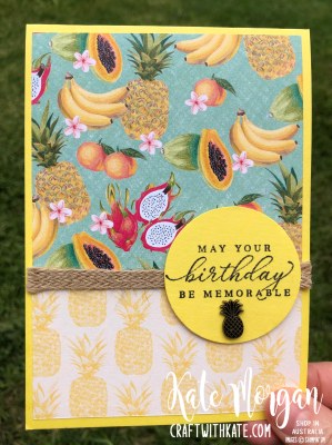 Tropical Oasis pineapple Masculine card by Kate Morgan, Stampin Up Australia 2020
