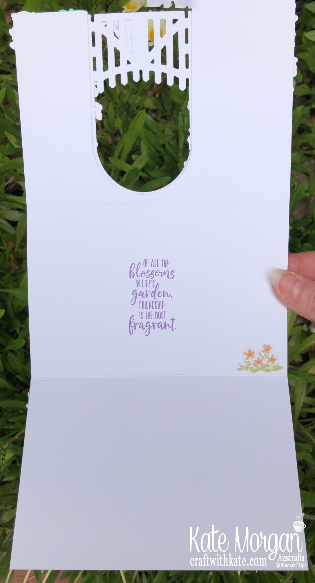 AWHT Tutorial using Stampin Up Grace's Garden &amp; Beautiful Moments with Brick &amp; Mortar 3D TIEF Mini 2020 by Kate Morgan, Australia fully open