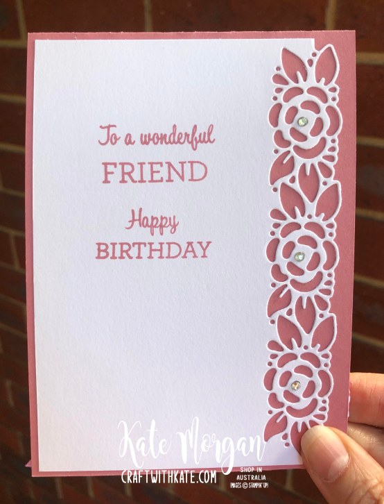 Monochrome Ornate Style Feminine card Stampin Up 2020 by Kate Morgan, Australia inside