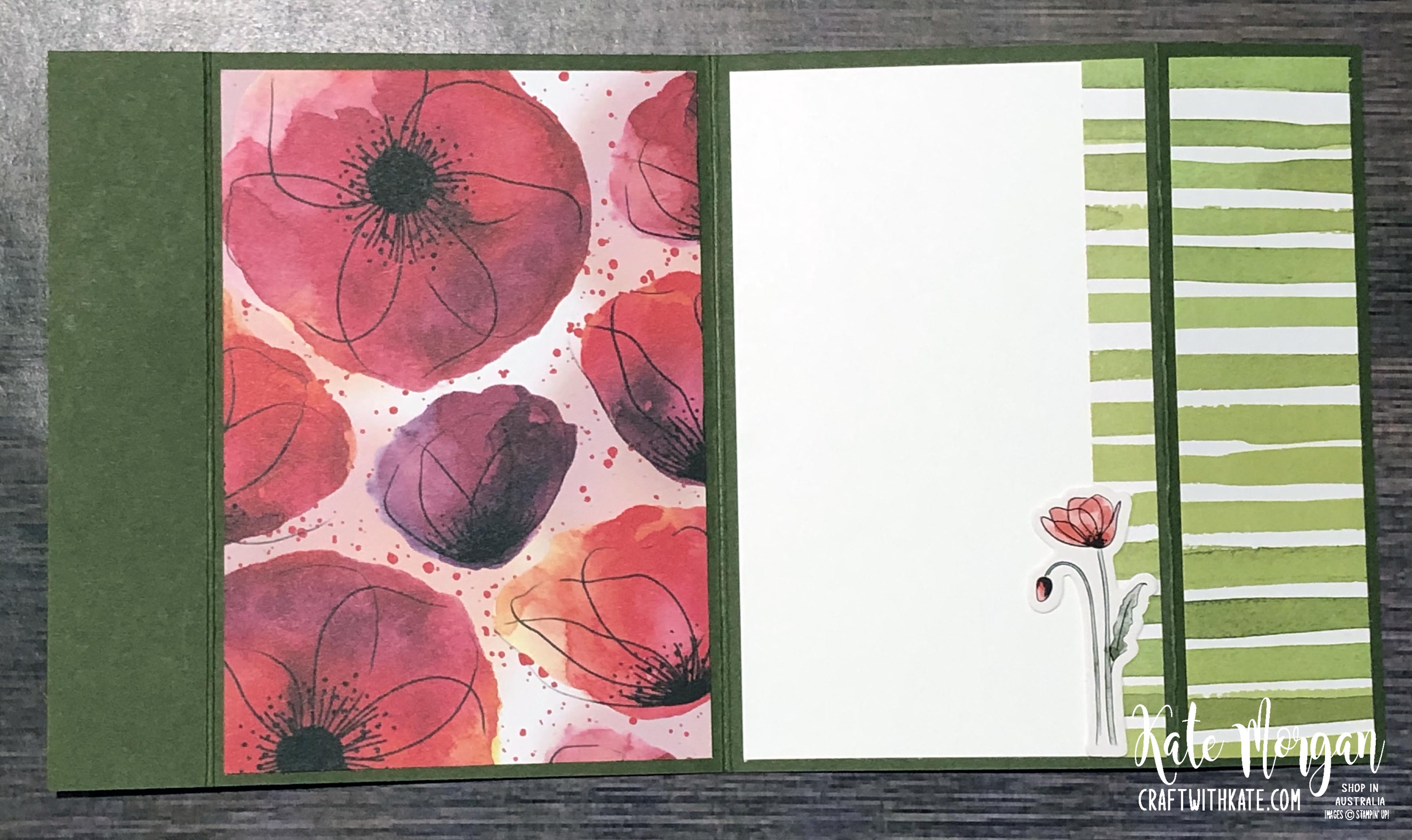Peaceful Poppies Fancy Fold card by Kate Morgan, Stampin Up, Australia