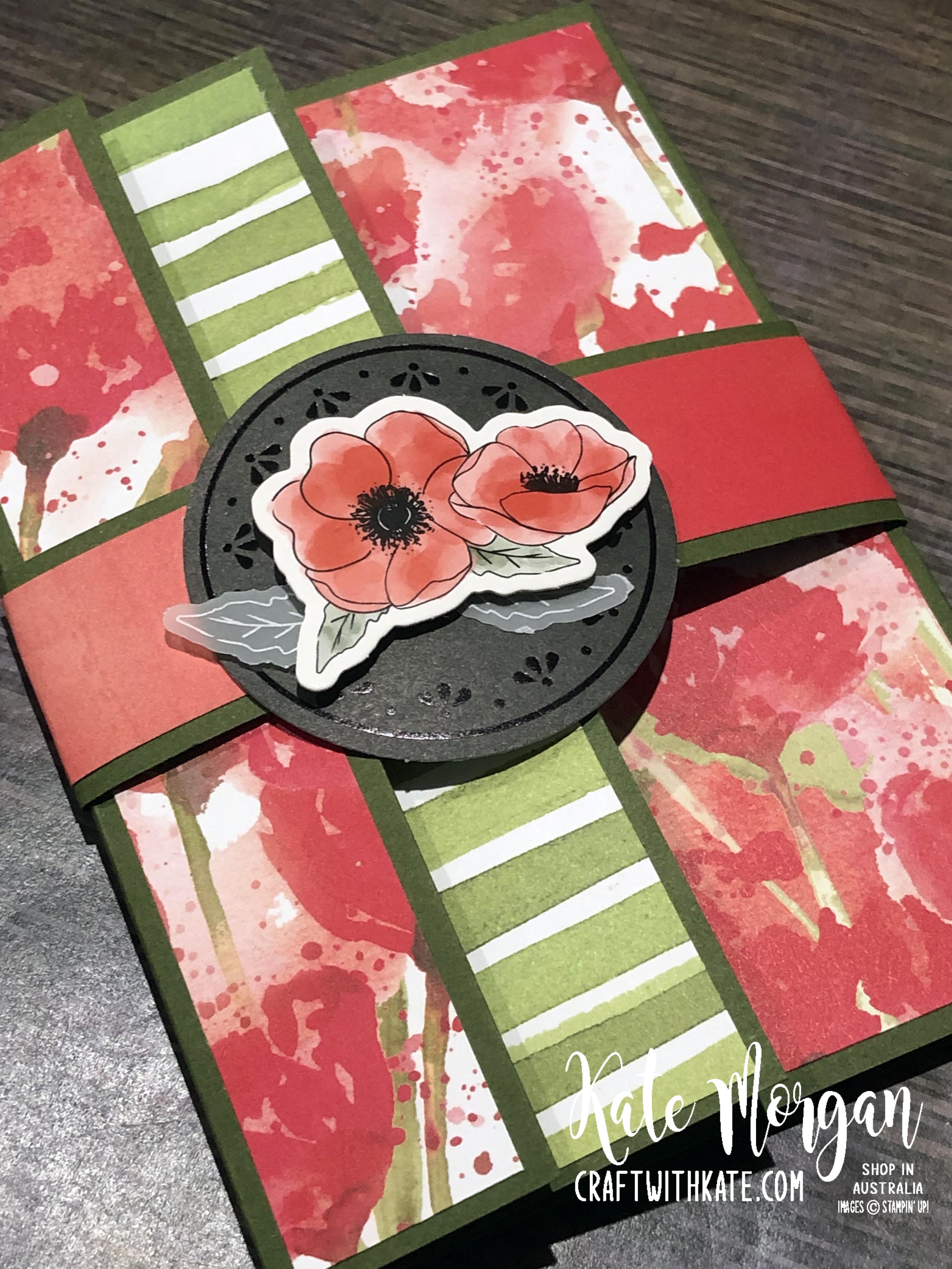 Peaceful Poppies Fancy Fold card by Kate Morgan, Stampin Up Australia