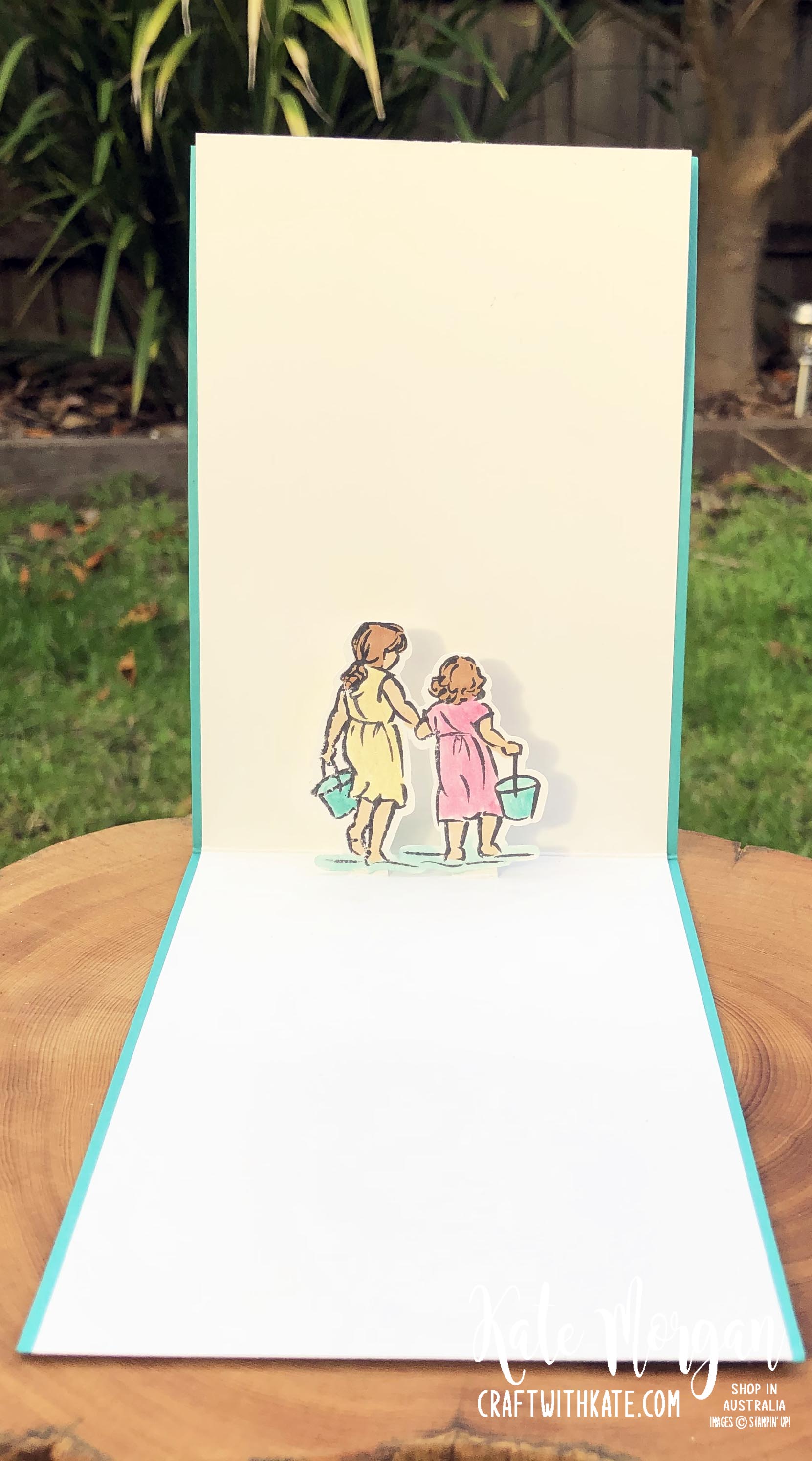 Beautiful Moments watercolour wash background fancy fold pop up card by Kate Morgan Stampin Up Australia 2020 inside