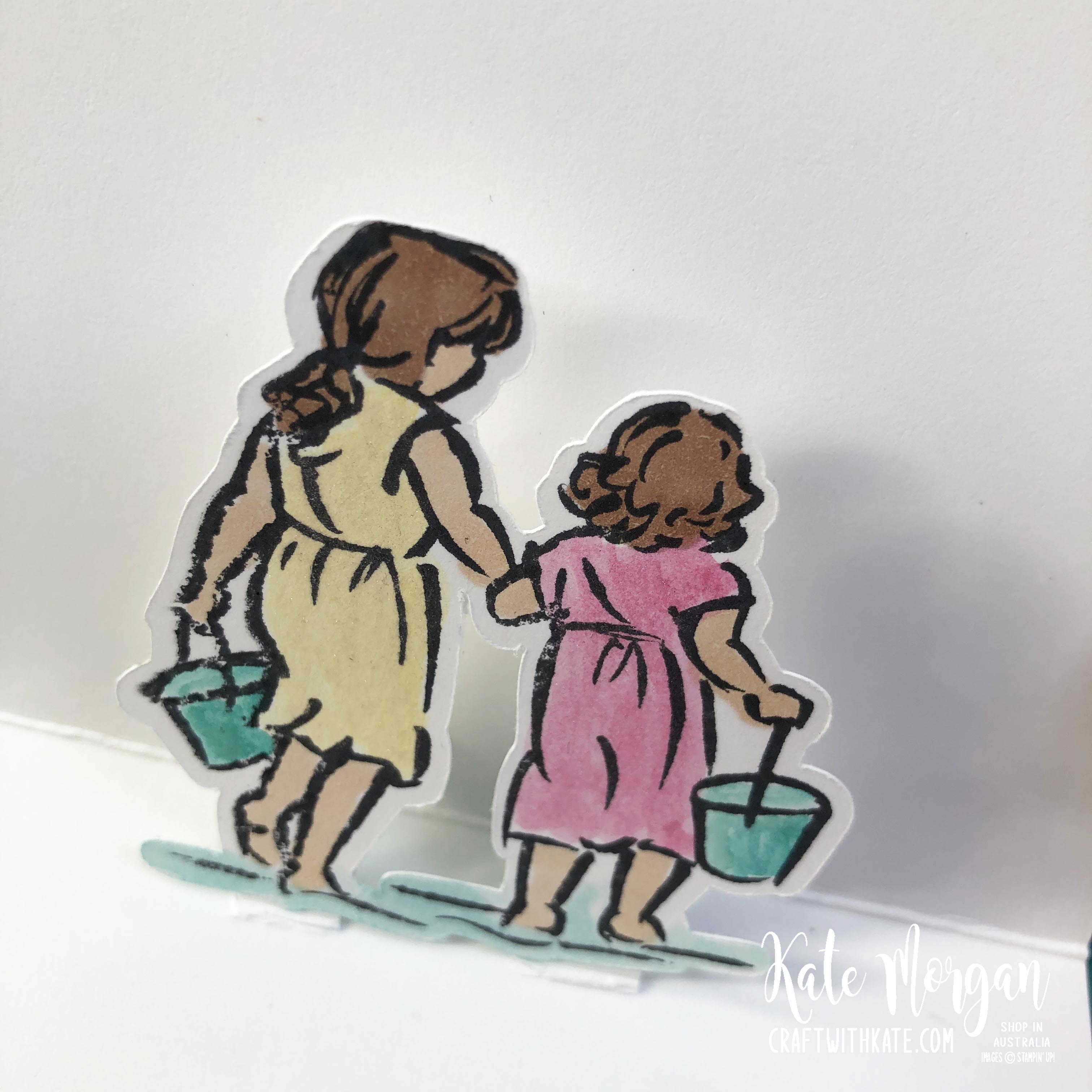 Beautiful Moments watercolour wash background fancy fold pop up card by Kate Morgan, Stampin Up Australia 2020.