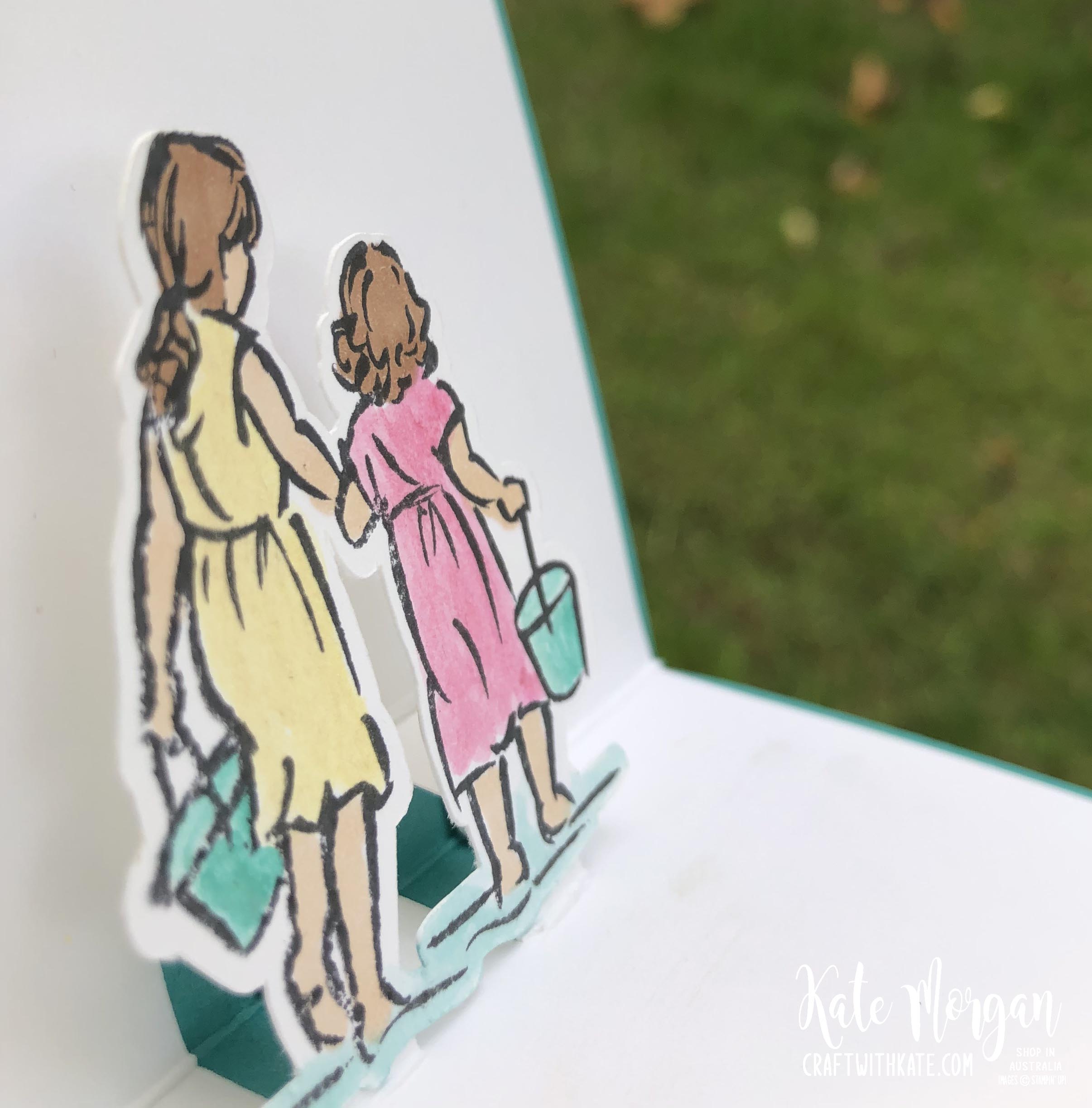 Beautiful Moments watercolour wash background fancy fold pop up card by Kate Morgan Stampin Up Australia 2020.
