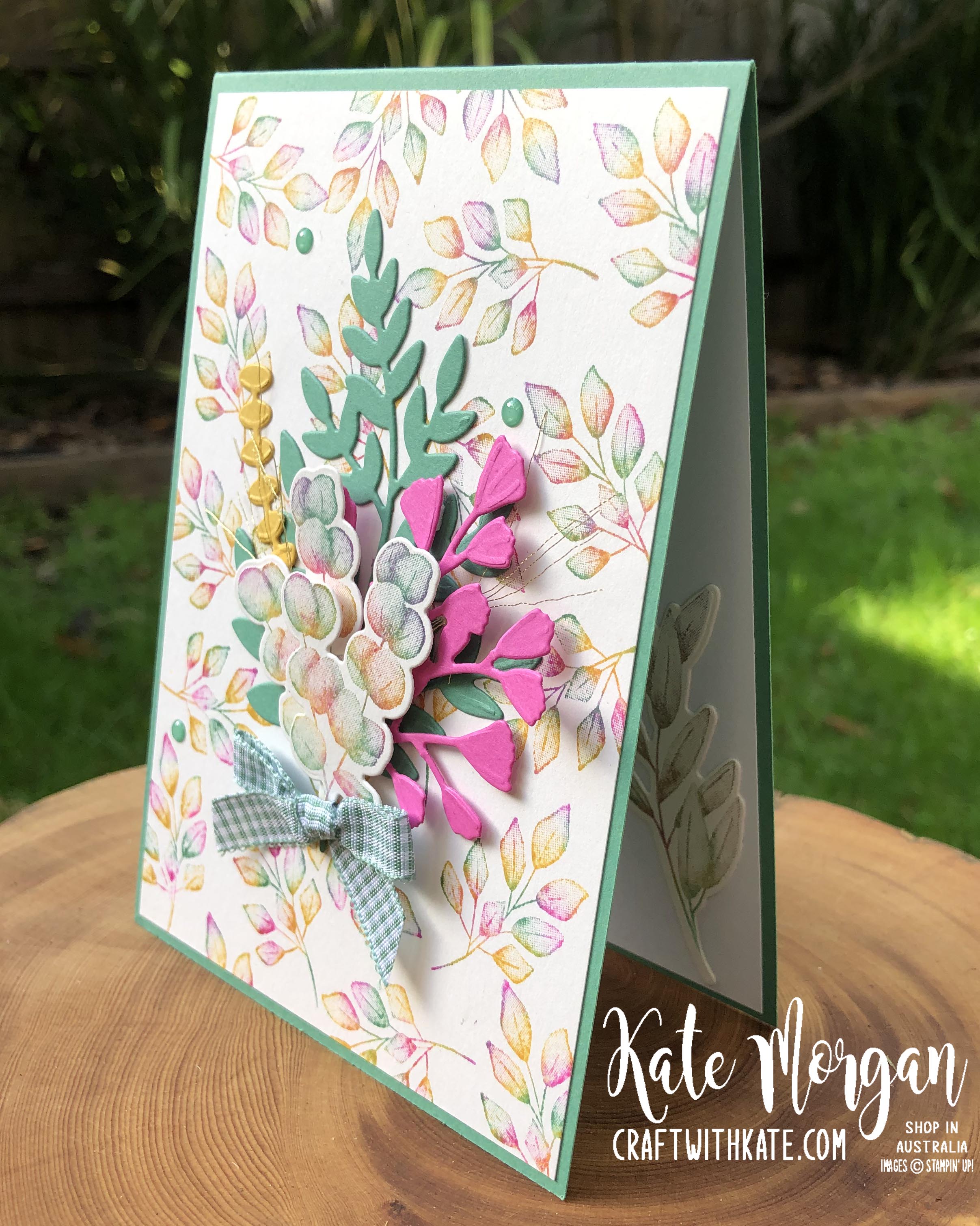Baby wipe technique with Forever Fern bundle by Kate Morgan, Stampin Up Australia 2020..