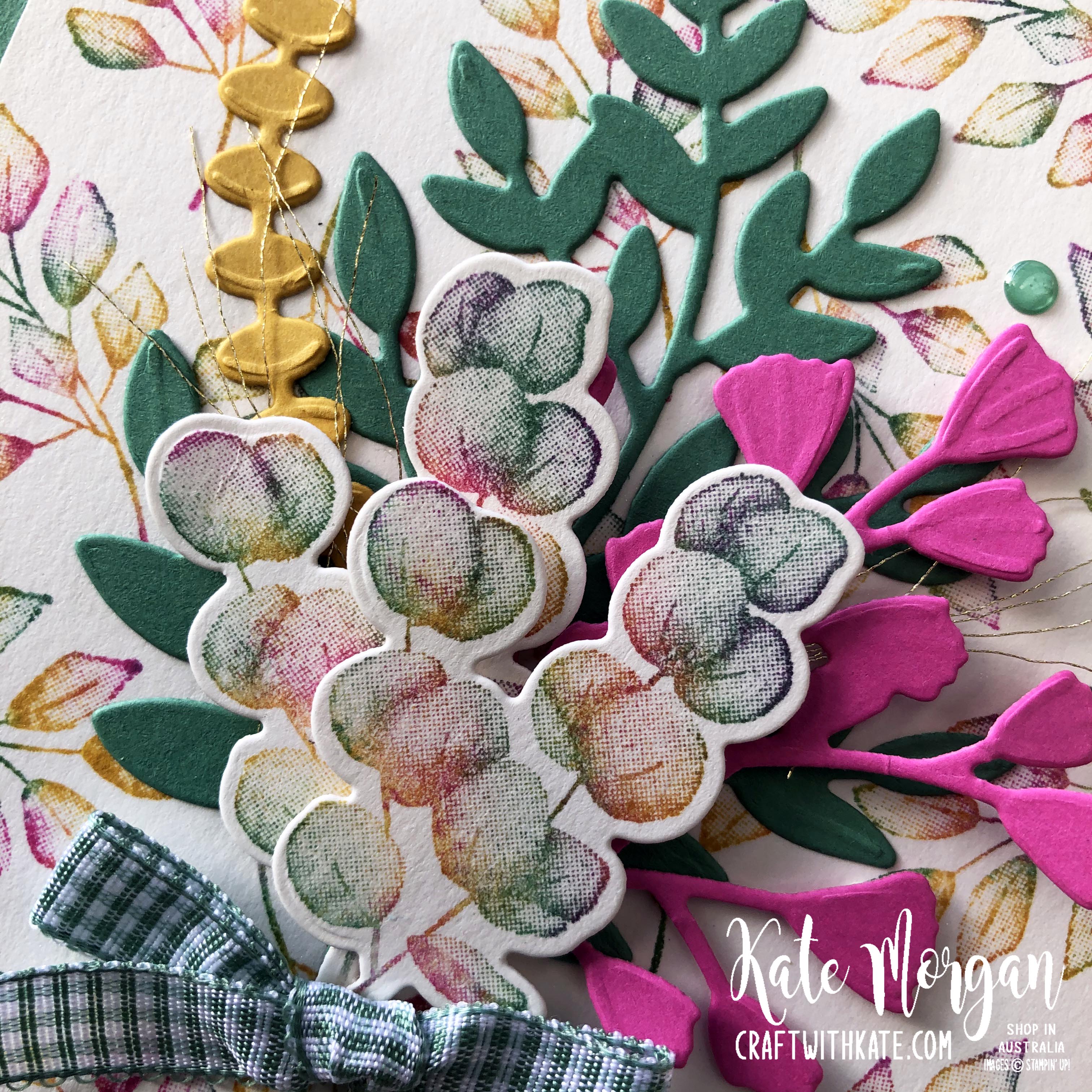 Baby wipe technique with Forever Fern bundle by Kate Morgan, Stampin Up Australia 2020.