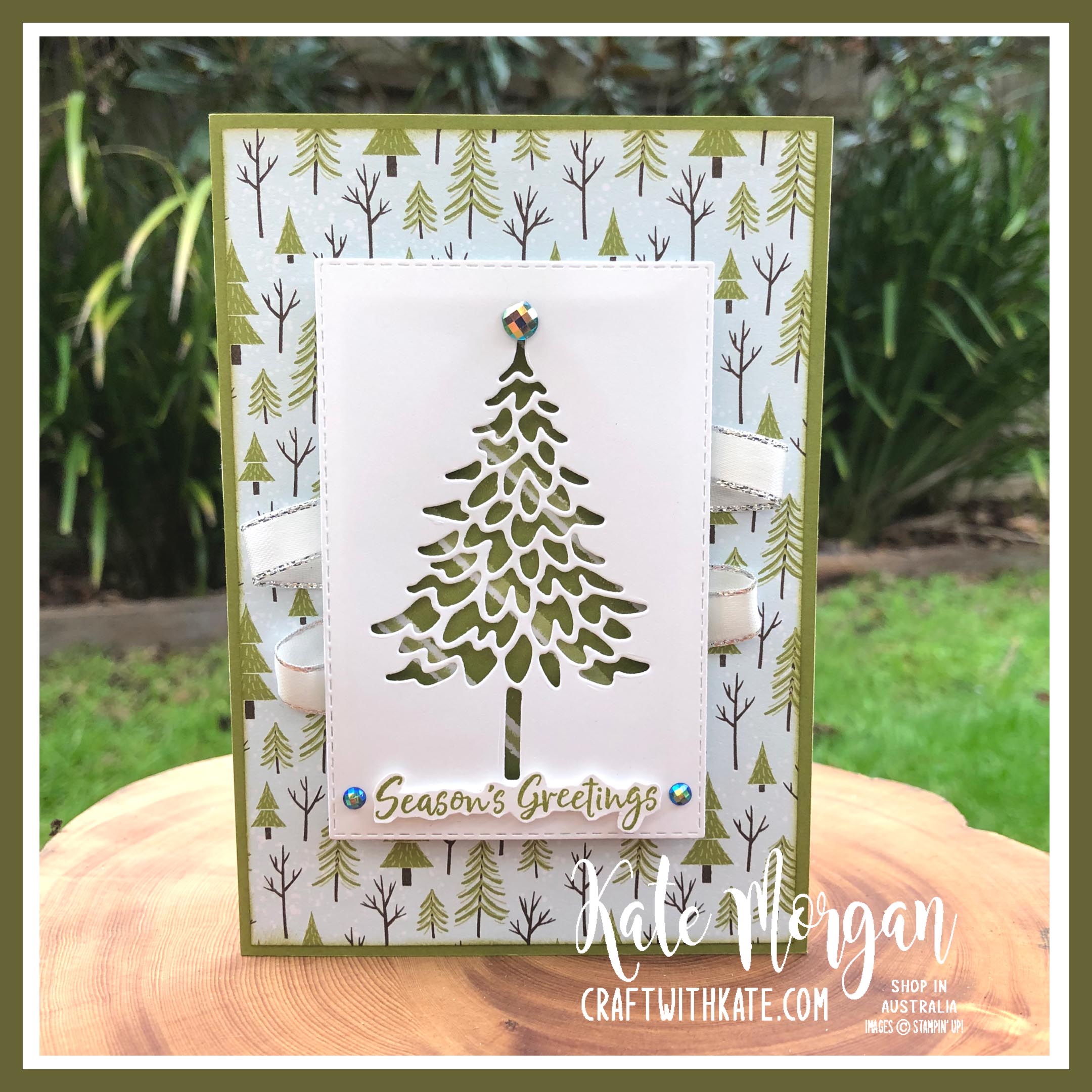 In the Pines & Trimming the Town DSP Olive Stampin Up by Kate Morgan Australia 2020.