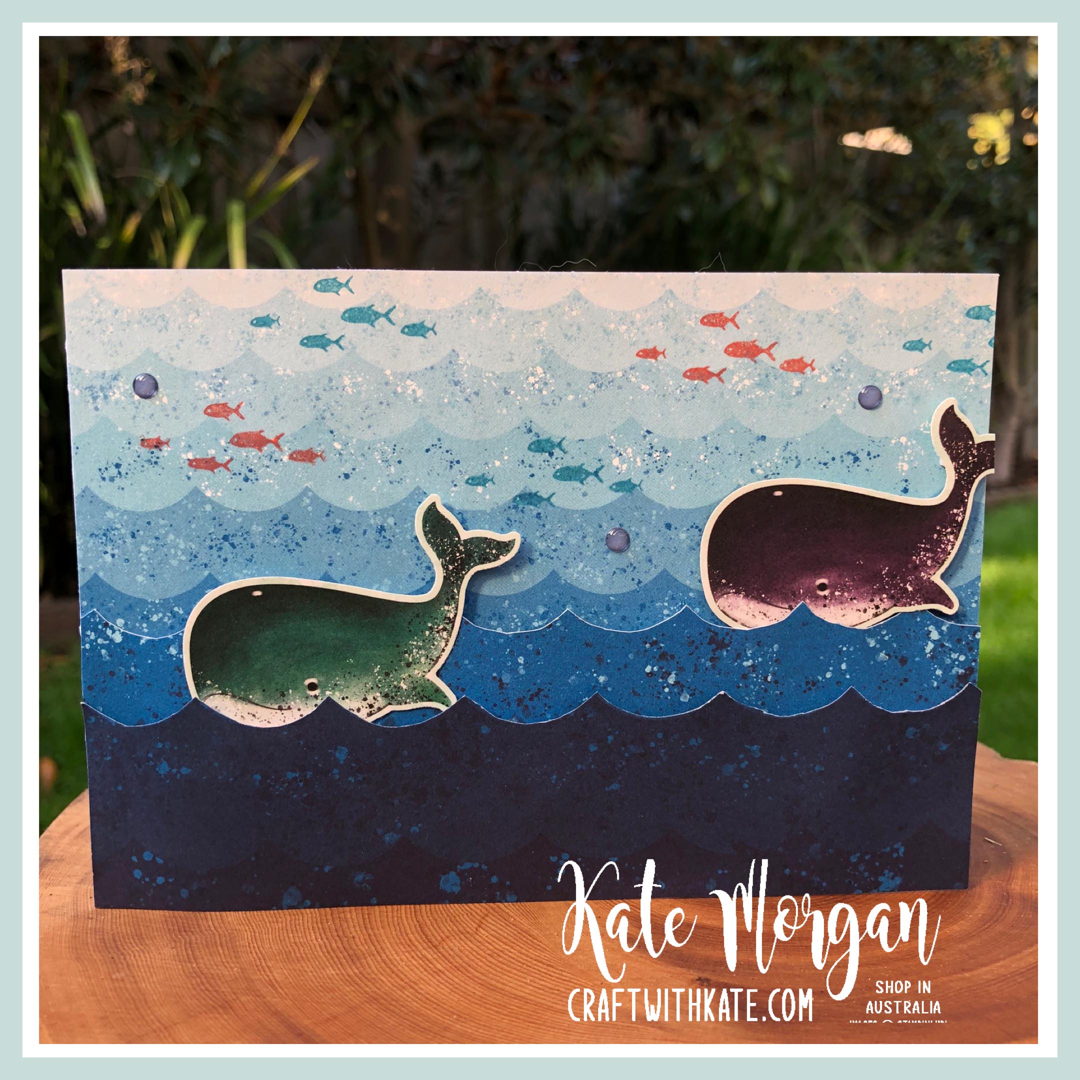 Whale Waves card by Kate Morgan, Stampin Up Australia 2020