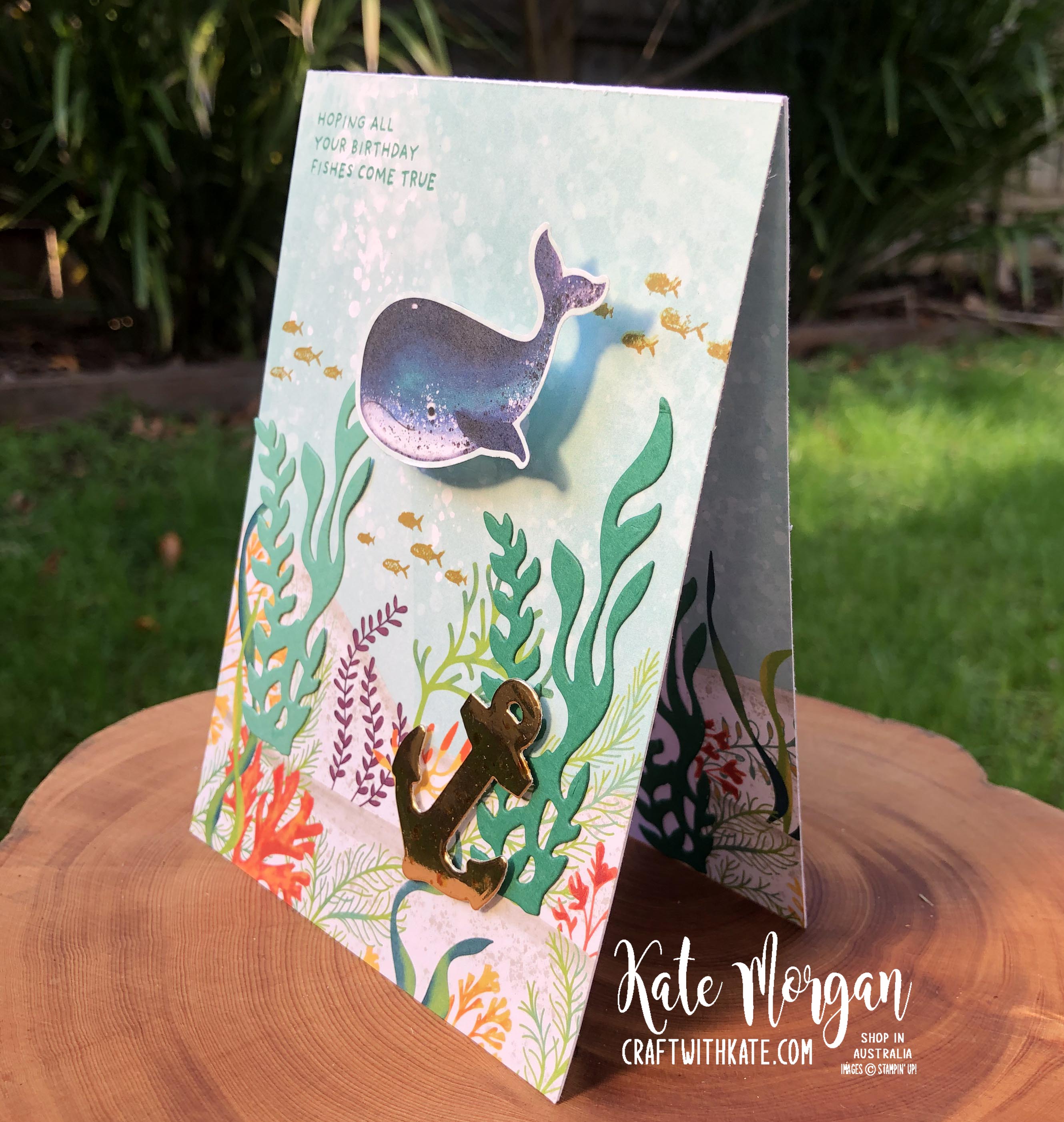 Whale Wobble card by Kate Morgan, Stampin Up Australia 2020 side