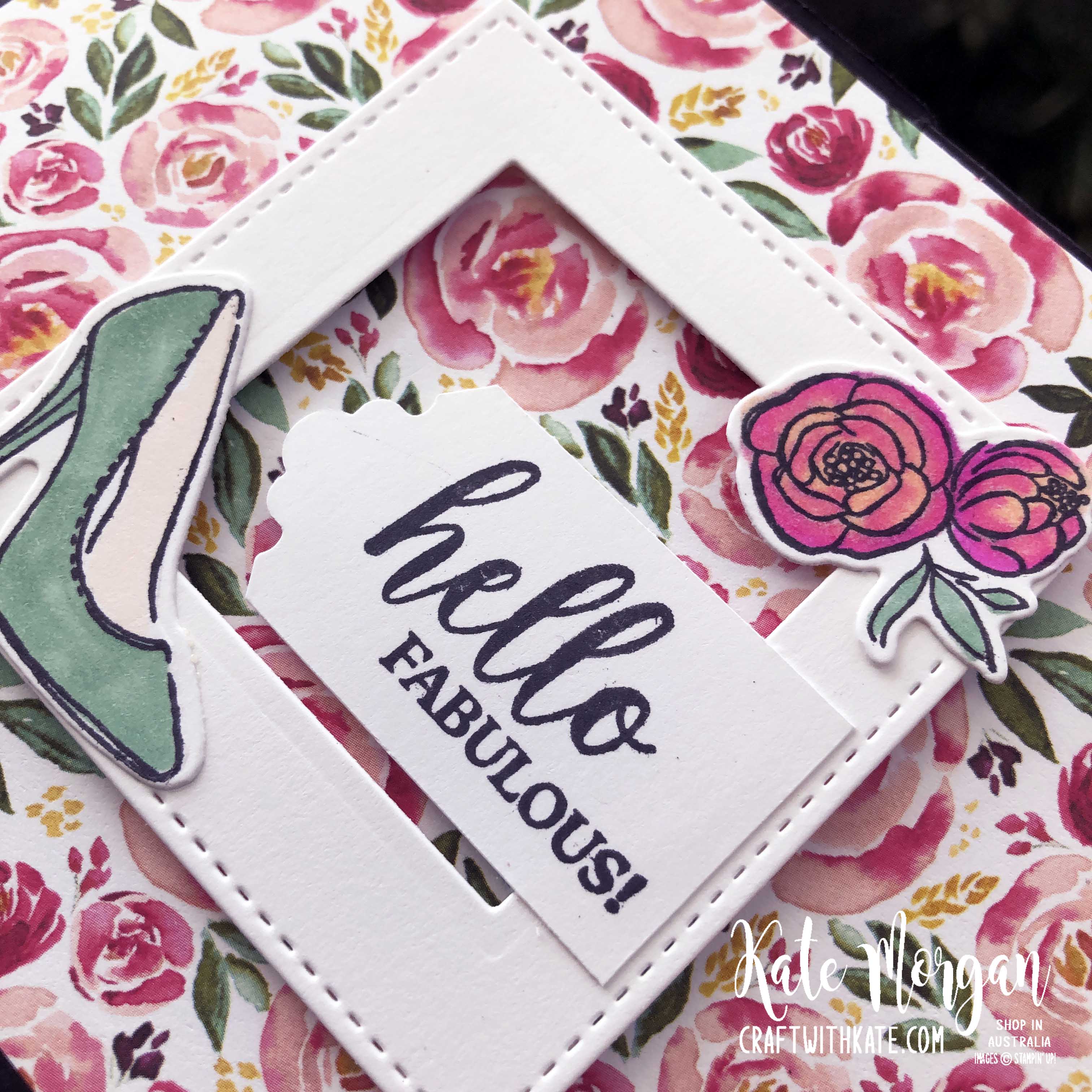 Dressed to Impress Fancy Fold card by Kate Morgan, Stampin Up Australia 2020 close