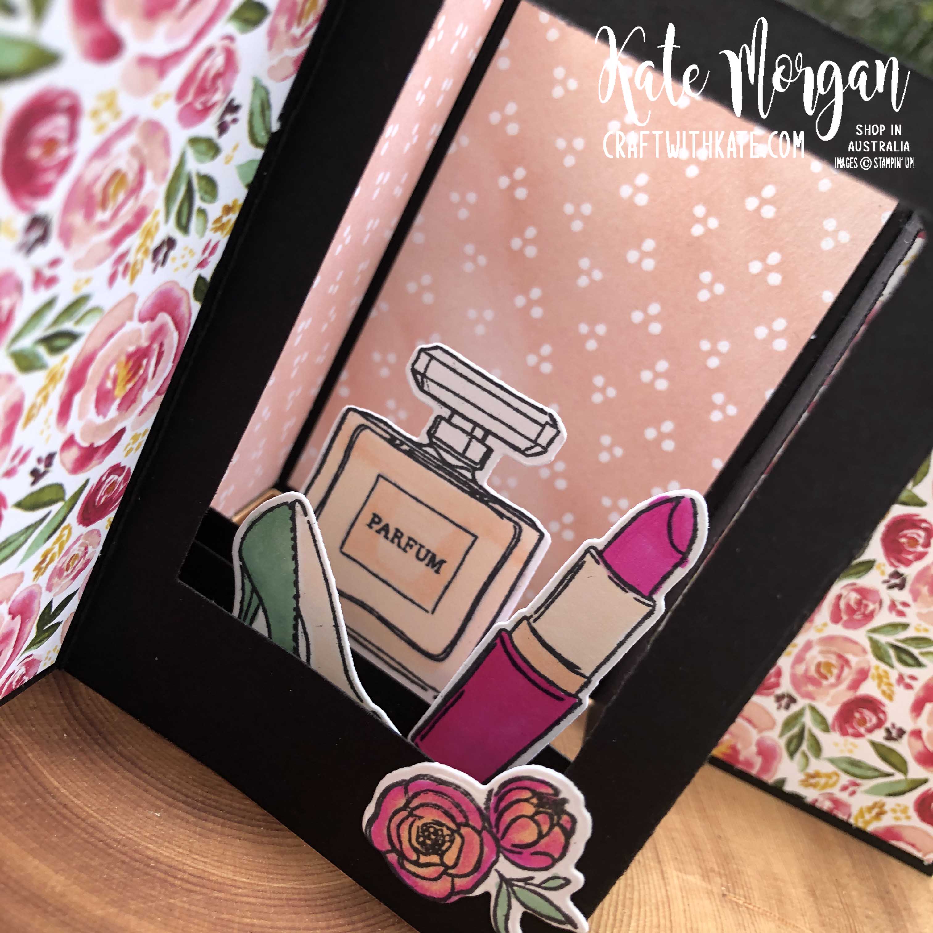Dressed to Impress Fancy Fold card by Kate Morgan, Stampin Up Australia 2020 inside