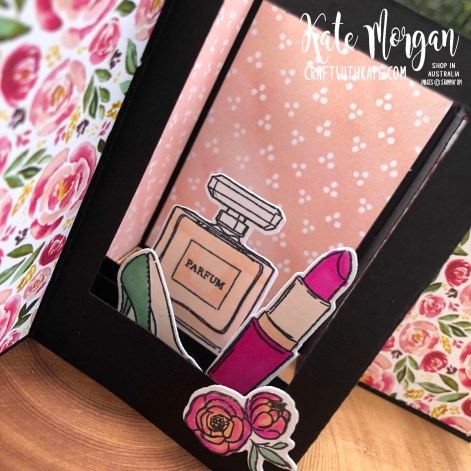 Dressed to Impress Fancy Fold card by Kate Morgan, Stampin Up Australia 2020 inside