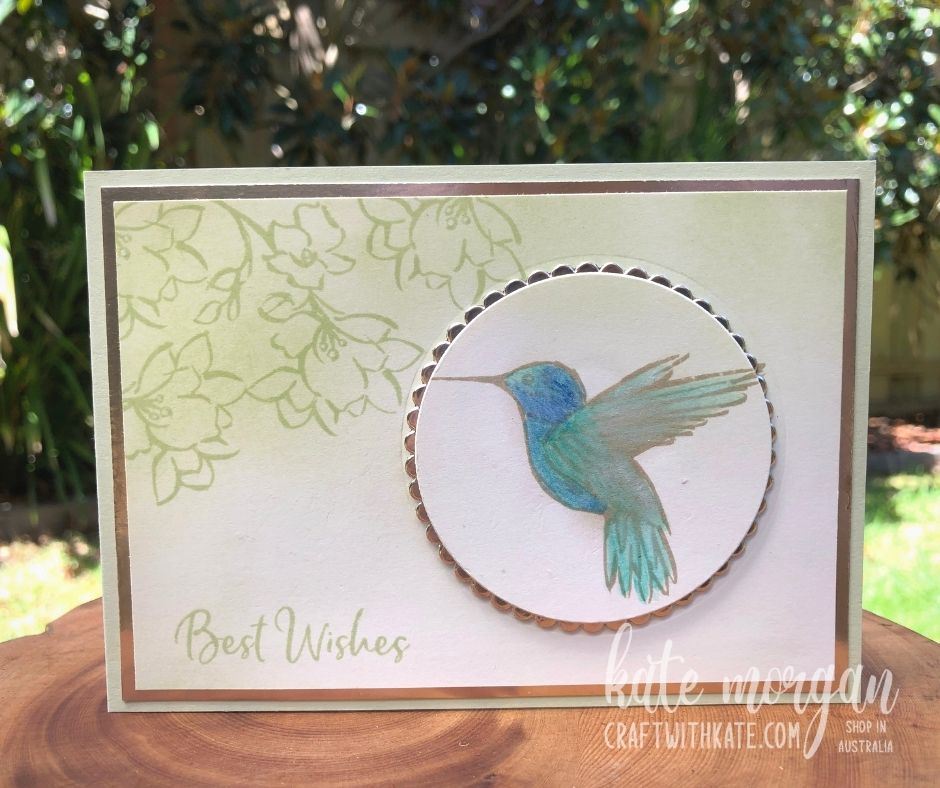 Hummingbird card using Saleabration, A Touch of Ink from Stampin Up Australia 2021 by Kate Morgan