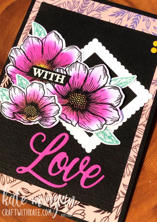 With Love card for AWH Monthly Showcase 2021 using Stampin Up Forever &amp; Always Bundle by Kate Morgan Australia.
