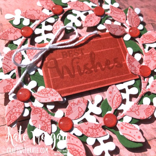 Arrange a Wreath for Colour Creations Showcase Terracotta Tile card Stampin Up by Kate Morgan, Australia 2021 closeup