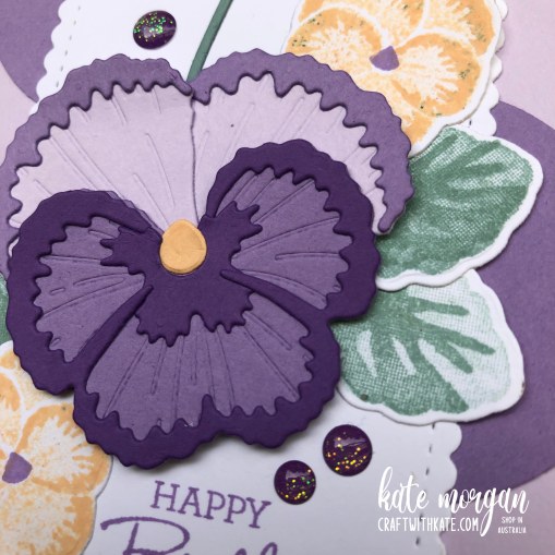 Farewell Purple Posy, Pansy Patch by Kate Morgan Stampin Up Australia 2021 close up