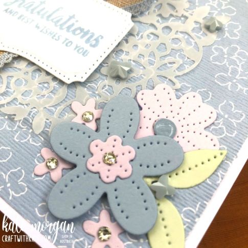 Pierced Blooms in Seaside Spray Feminine card by Kate Morgan, Stampin Up Australia 2021