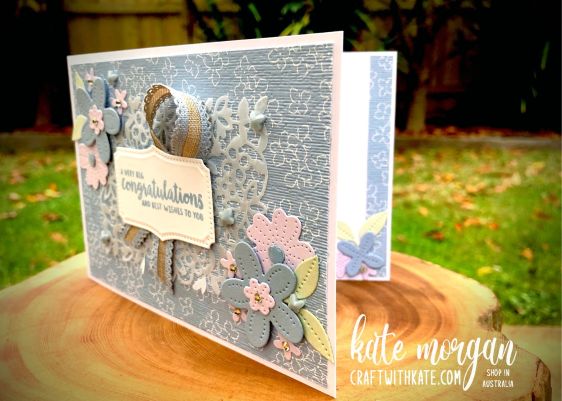 Pierced Blooms Seaside Spray Feminine card by Kate Morgan, Stampin Up Australia 2021.