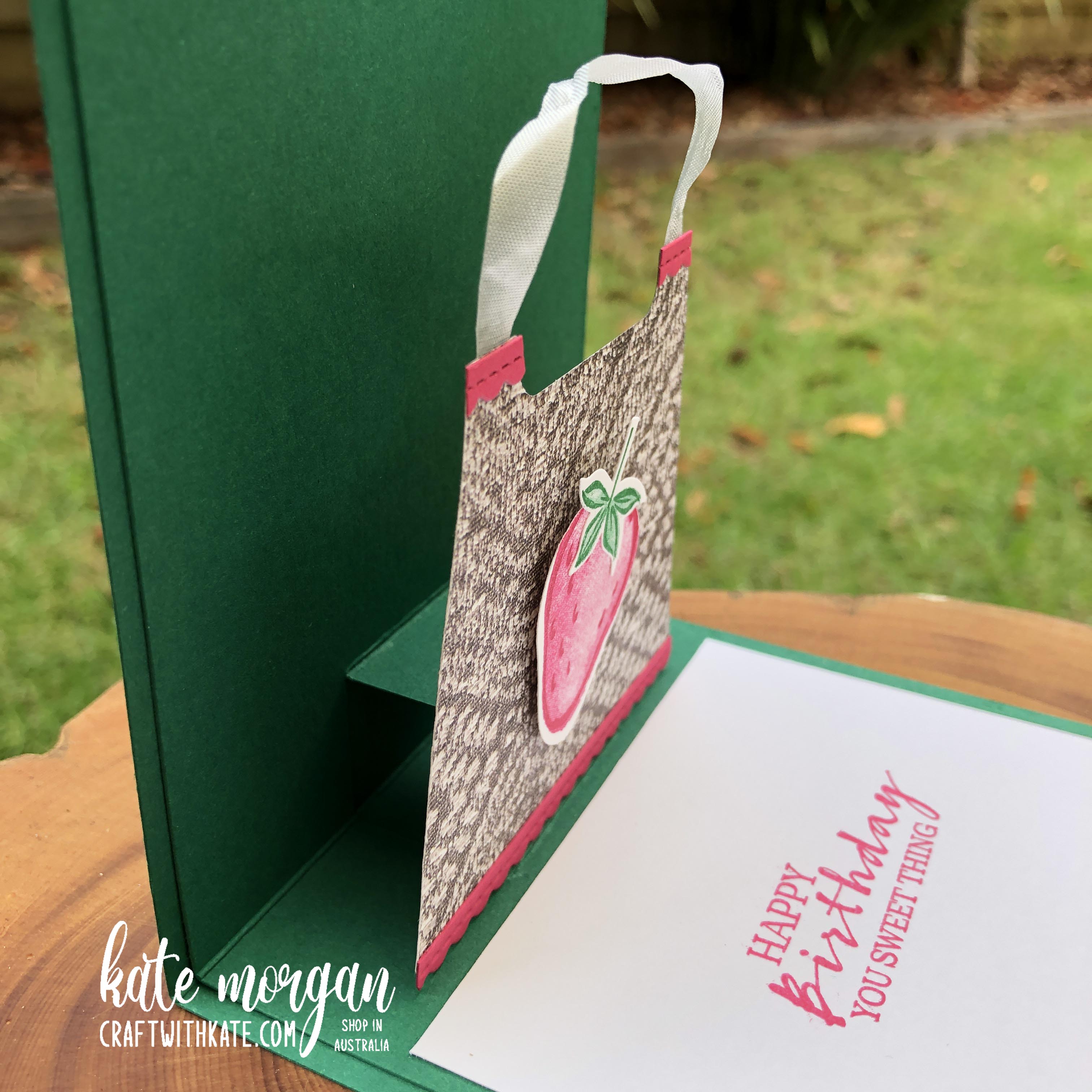 Sweet Strawberry pop up card by Kate Morgan Stampin Up Australia 2021 inside view