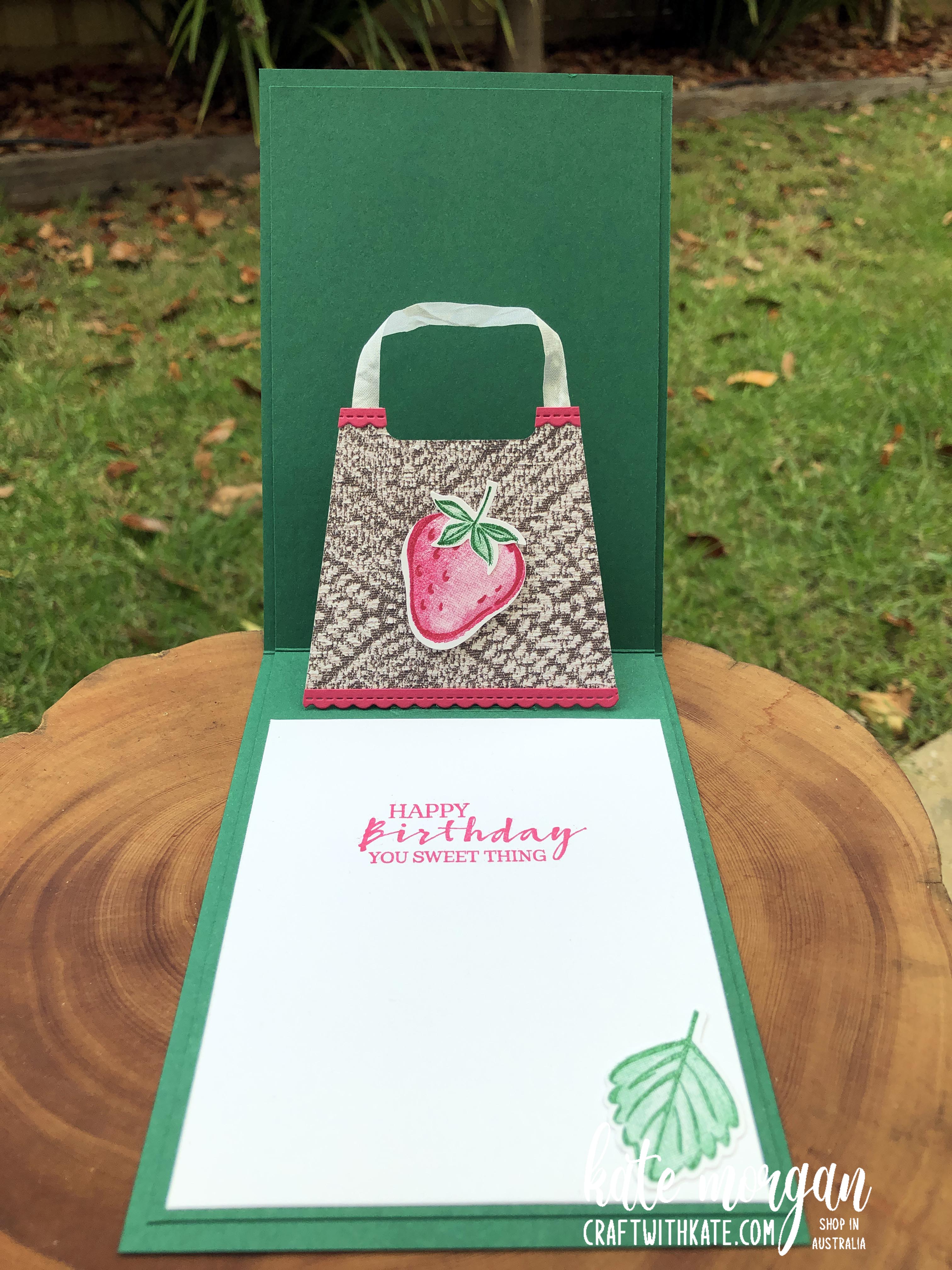 Sweet Strawberry pop up card by Kate Morgan Stampin Up Australia 2021 inside