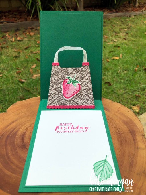Sweet Strawberry pop up card by Kate Morgan Stampin Up Australia 2021 inside