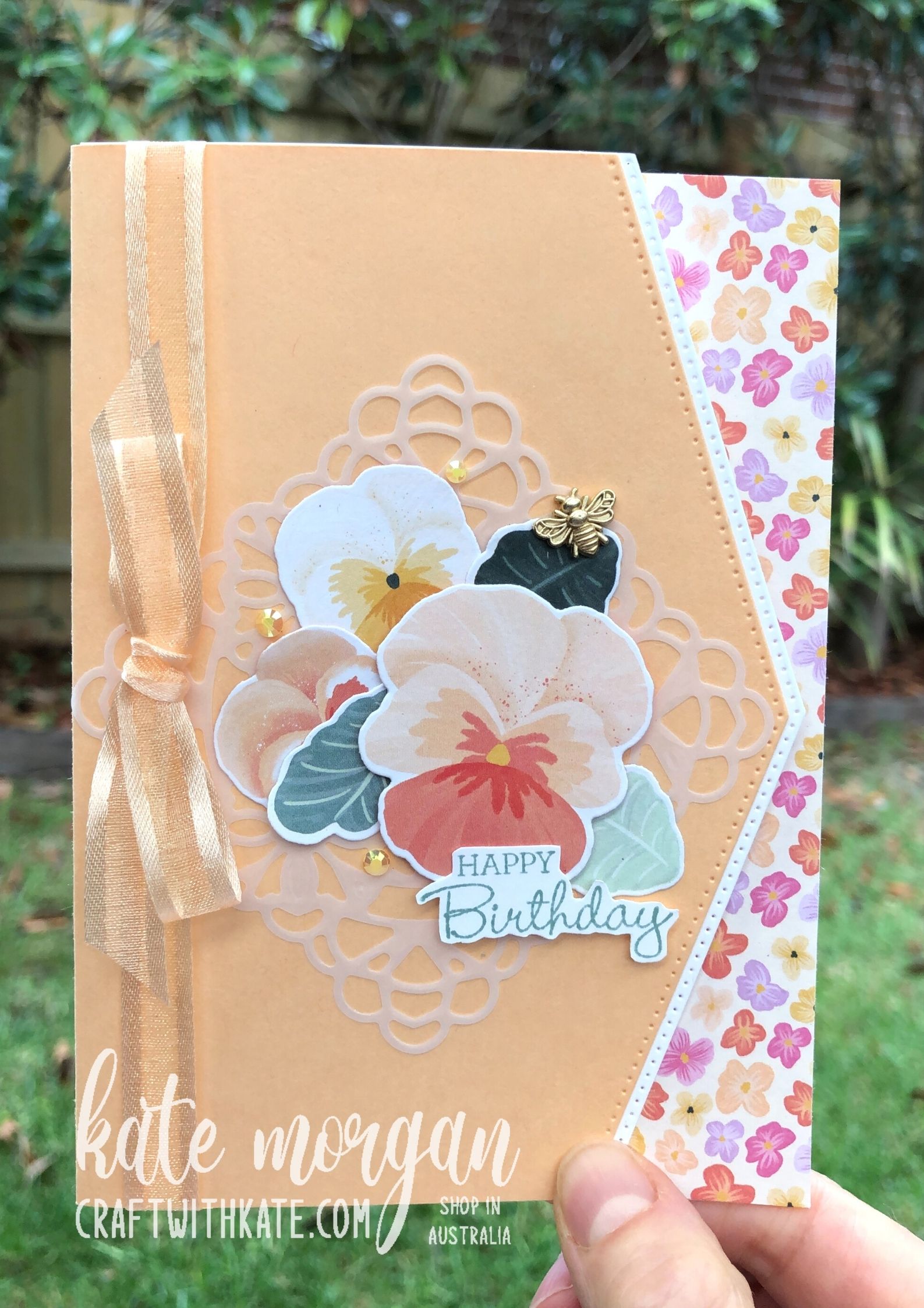 Pale Papaya Pansy Patch &amp; Border dies by Kate Morgan Stampin Up Australia 2021