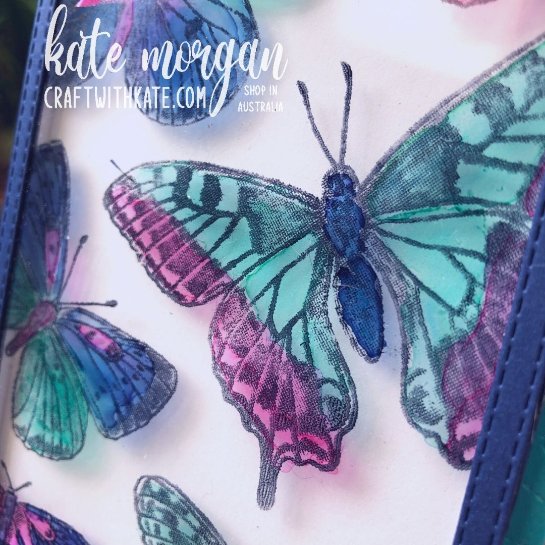 Butterfly Brilliance Stained Glass Technique for Bermuda Bay CCBH 2021 by Kate Morgan Stampin Up Australia