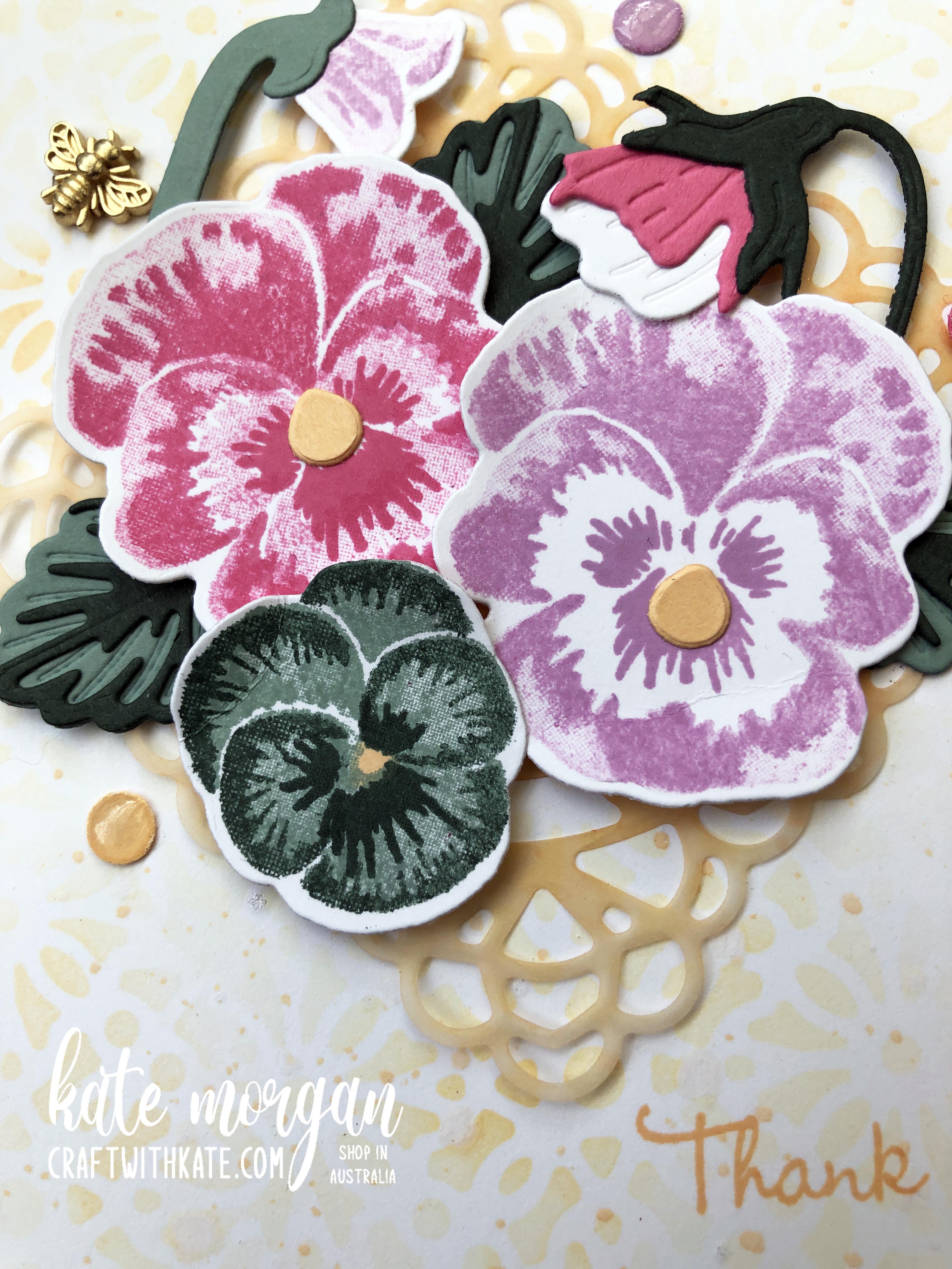 Pansy Patch Pale Papaya card by Kate Morgan Stampin Up Australia 2021 close