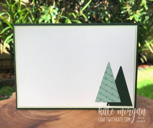 Stitched Triangle Trees card for HOC blog hop by Kate Morgan, Stampin Up Australia 2021 inside