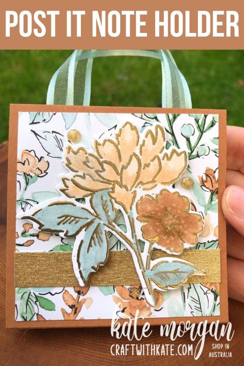 Post It Note Holder using Hand-Penned Bundle for Cinnamon Cider CCS by Kate Morgan, Stampin Up Australia 2021