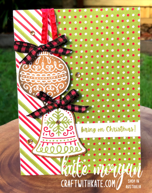 Gingerbread &amp; Peppermint Christmas Card 2 by Kate Morgan, Stampin Up Australia 2021