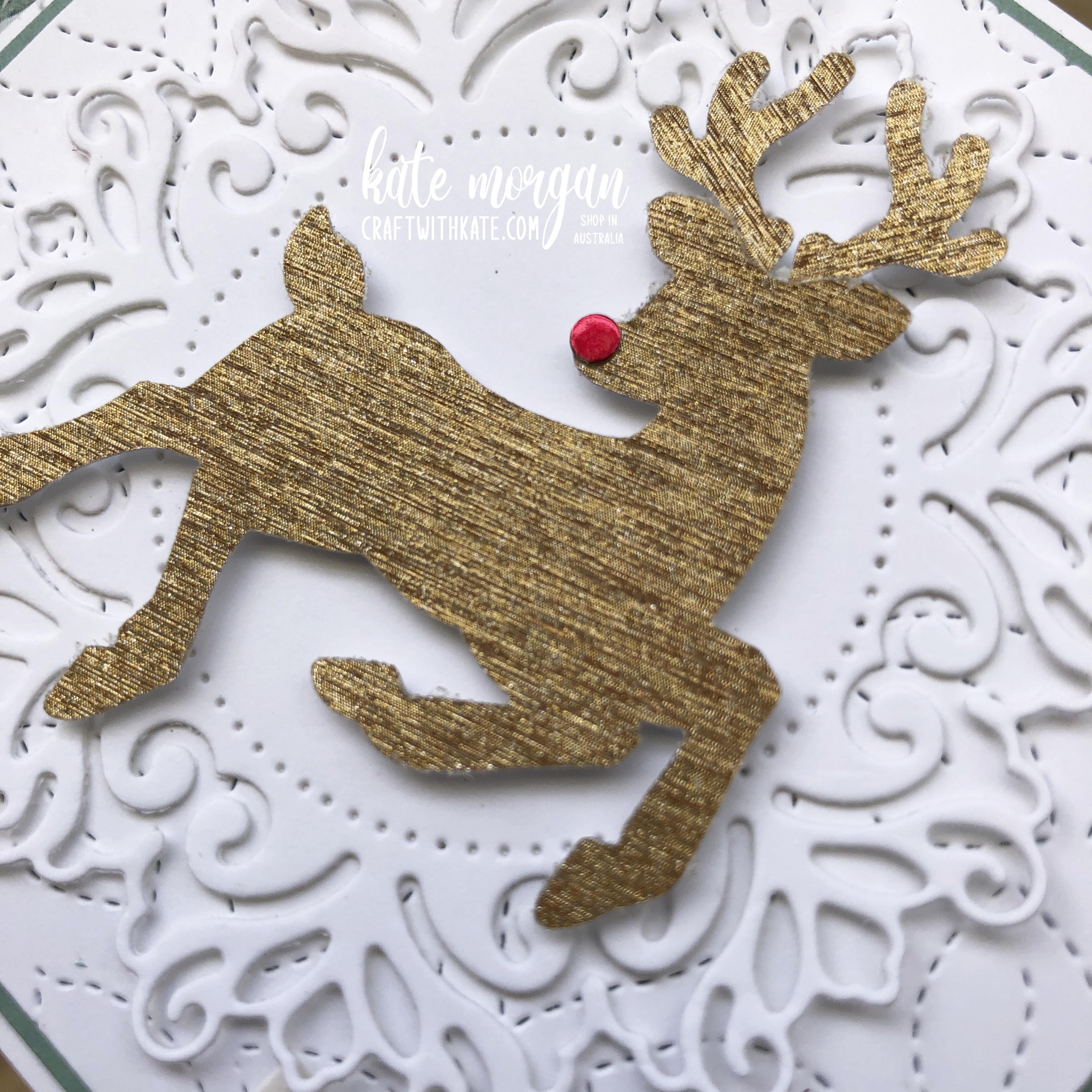 Double Box Fancy Fold card using Eden's Garden Collection with Deer Builder Punch by Kate Morgan, Stampin Up Australia 2022.