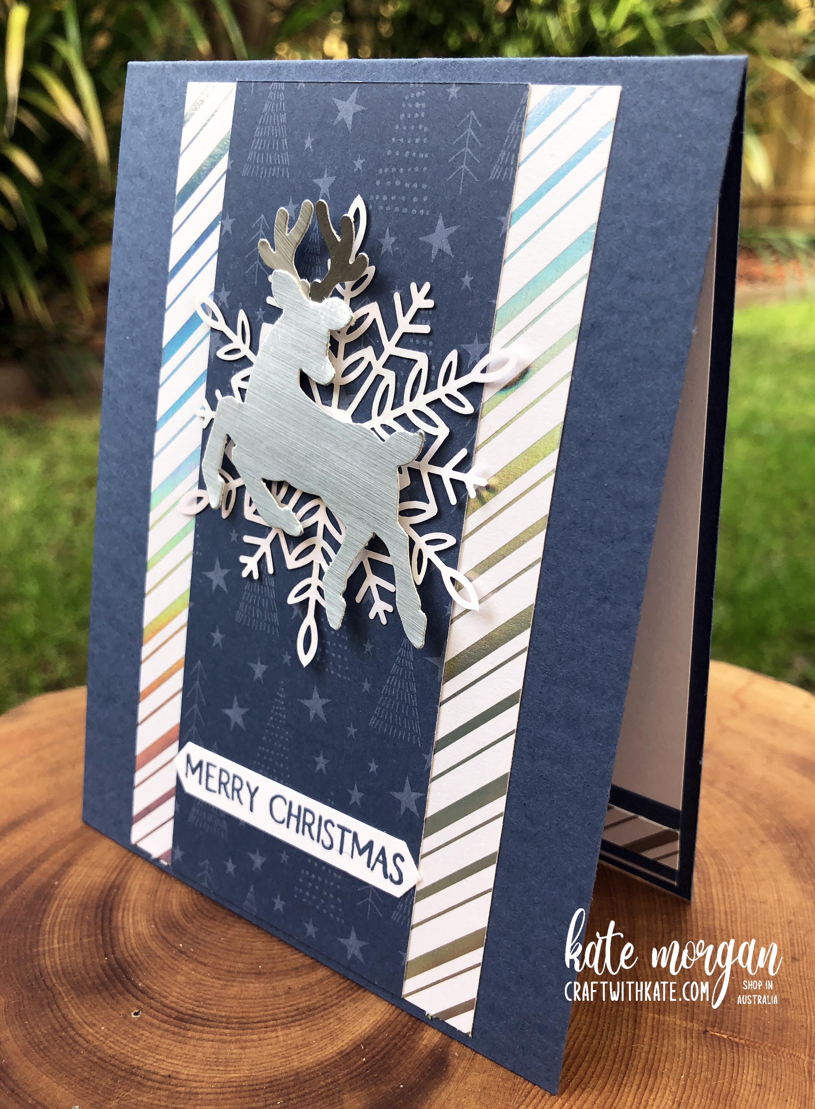 Peaceful Deer Masculine card by Kate Morgan Stampin Up Australia 2021 side
