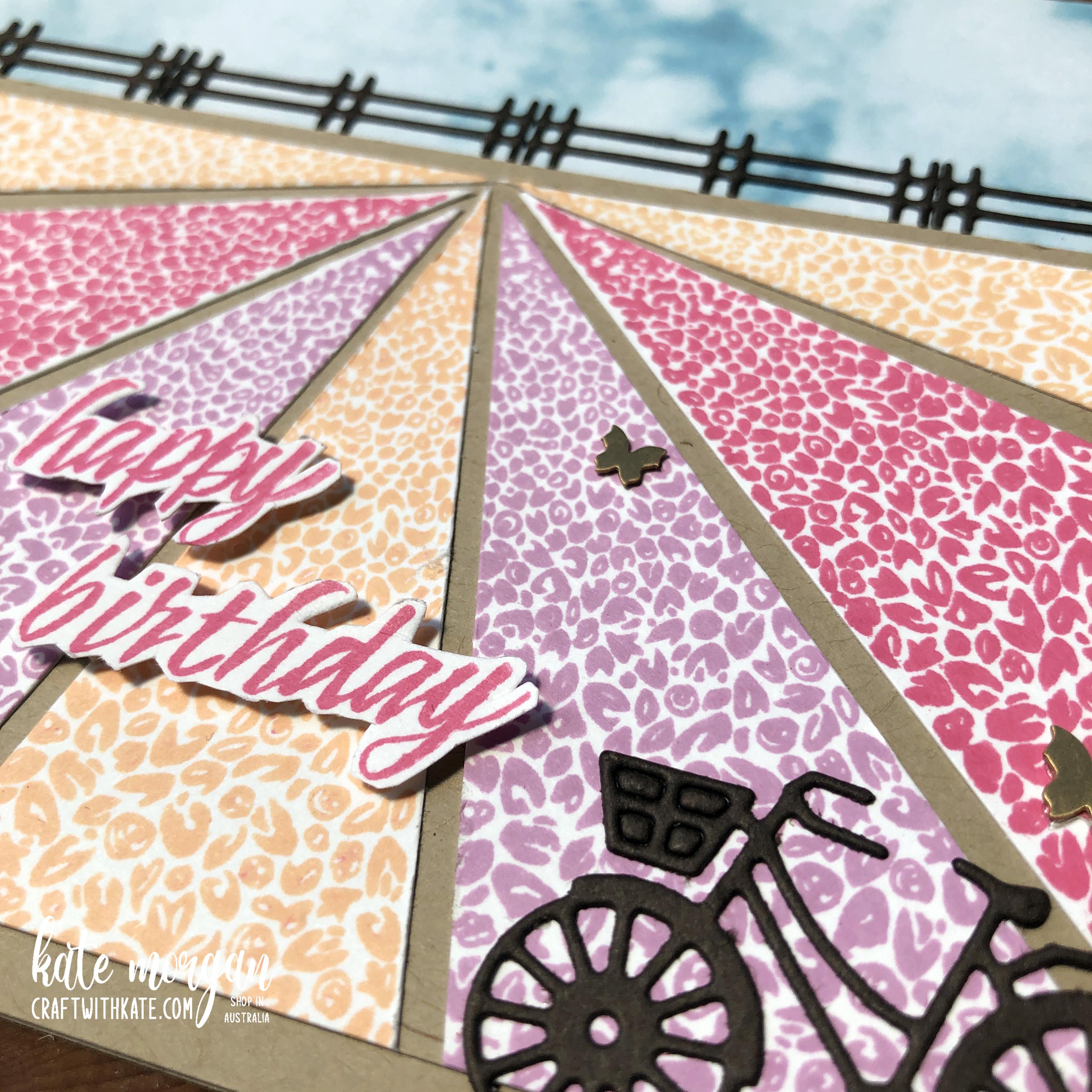 Tulip Fields birthday card close up by Kate Morgan, Stampin Up Australia 2022