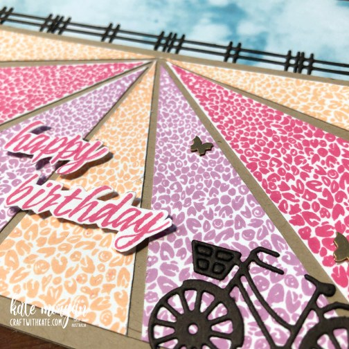 Tulip Fields birthday card close up by Kate Morgan, Stampin Up Australia 2022